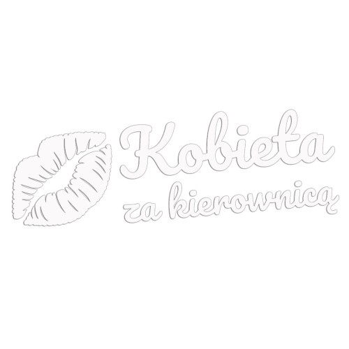 Naklejka KOBIETA ZA KIEROWNICĄ + Usta - Na Auto / Szybę - biała