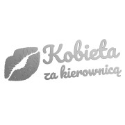Naklejka KOBIETA ZA KIEROWNICĄ + Usta - Na Auto / Szybę - srebrna