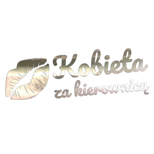 Naklejka KOBIETA ZA KIEROWNICĄ + Usta - Na Auto / Szybę - chrom