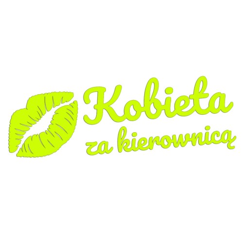 Naklejka KOBIETA ZA KIEROWNICĄ + Usta - Na Auto / Szybę - żółty neon