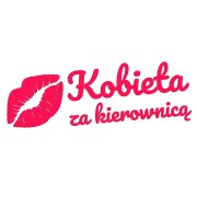 Naklejka KOBIETA ZA KIEROWNICĄ + Usta - Na Auto / Szybę - różowy neon
