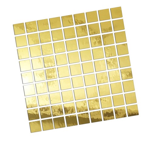 Naklejki KWADRATY 2 cm - Zestaw 81 Sztuk - Na Ścianę / Meble / Craft - złoty chrom