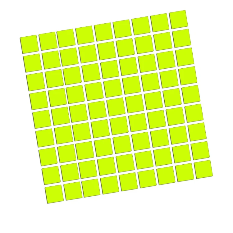 Naklejki KWADRATY 2 cm - Zestaw 81 Sztuk - Na Ścianę / Meble / Craft - żółty neon