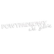 Naklejka POWYPADKOWY ALE JEDZIE - Śmieszny Napis - Na Auto / Szybę - biała