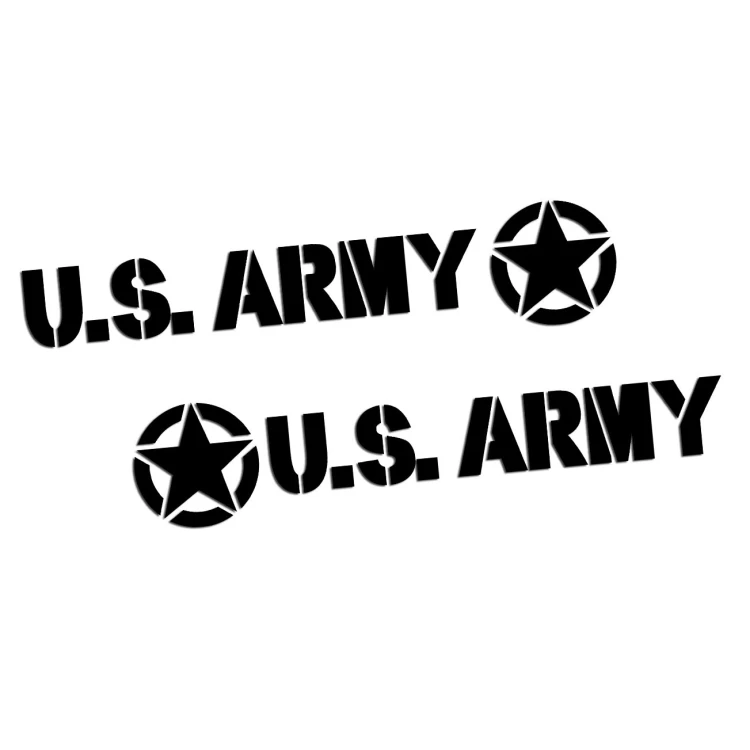 Naklejki U.S. ARMY + Gwiazda - Komplet Lewa/Prawa - Jeep / Off-Road - Czarne