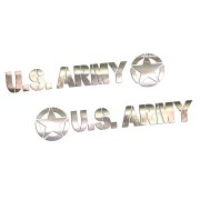 Naklejki U.S. ARMY + Gwiazda - Komplet Lewa/Prawa - Jeep / Off-Road - chrom