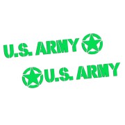 Naklejki U.S. ARMY + Gwiazda - Komplet Lewa/Prawa - Jeep / Off-Road - zielony neon
