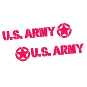 Naklejki U.S. ARMY + Gwiazda - Komplet Lewa/Prawa - Jeep / Off-Road - różowy neon
