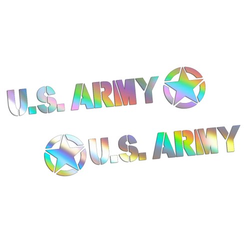 Naklejki U.S. ARMY + Gwiazda - Komplet Lewa/Prawa - Jeep / Off-Road - holograficzne