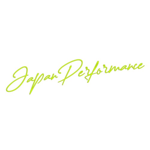 Naklejka Japan Performance JDM - elegancki napis na auto - dla fanów japońskiej motoryzacji żółty neon