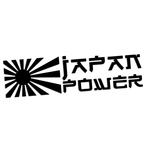 Naklejka JAPAN POWER + Słońce - JDM / Tuning - Na Auto / Szybę - Czarna