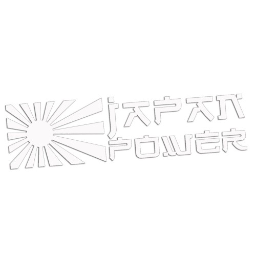 Naklejka JAPAN POWER + Słońce - JDM / Tuning - Na Auto / Szybę - biała