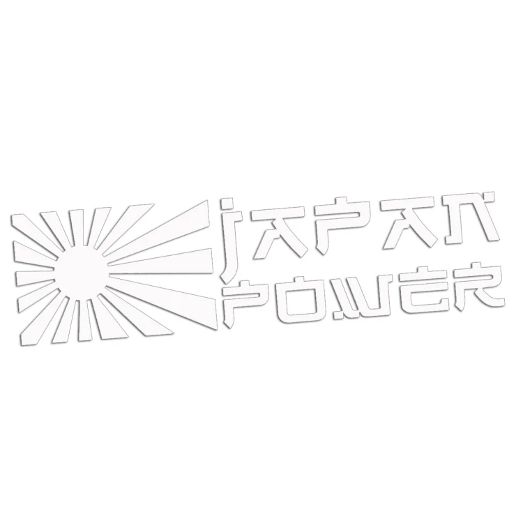 Naklejka JAPAN POWER + Słońce - JDM / Tuning - Na Auto / Szybę - biała