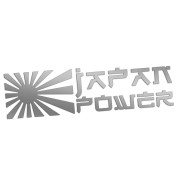 Naklejka JAPAN POWER + Słońce - JDM / Tuning - Na Auto / Szybę - srebrna