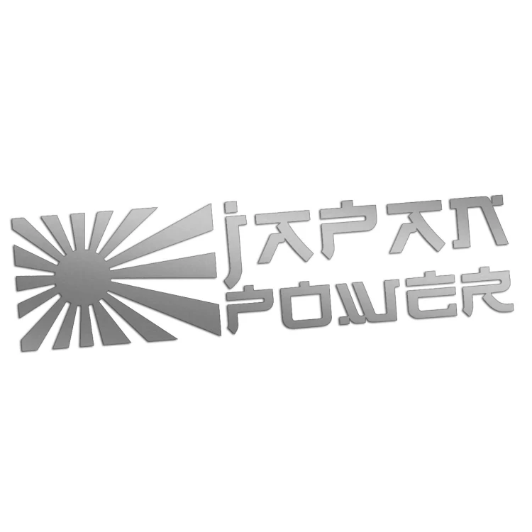 Naklejka JAPAN POWER + Słońce - JDM / Tuning - Na Auto / Szybę - srebrna