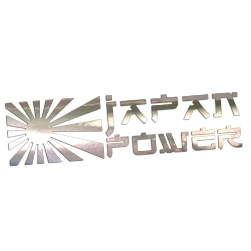 Naklejka JAPAN POWER + Słońce - JDM / Tuning - Na Auto / Szybę - chrom