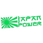 Naklejka JAPAN POWER + Słońce - JDM / Tuning - Na Auto / Szybę - zielony neon