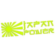 Naklejka JAPAN POWER + Słońce - JDM / Tuning - Na Auto / Szybę - żółty neon