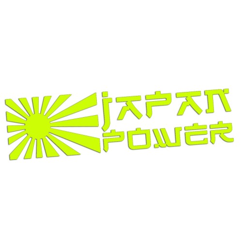 Naklejka JAPAN POWER + Słońce - JDM / Tuning - Na Auto / Szybę - żółty neon