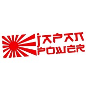 Naklejka JAPAN POWER + Słońce - JDM / Tuning - Na Auto / Szybę - czerwony neon