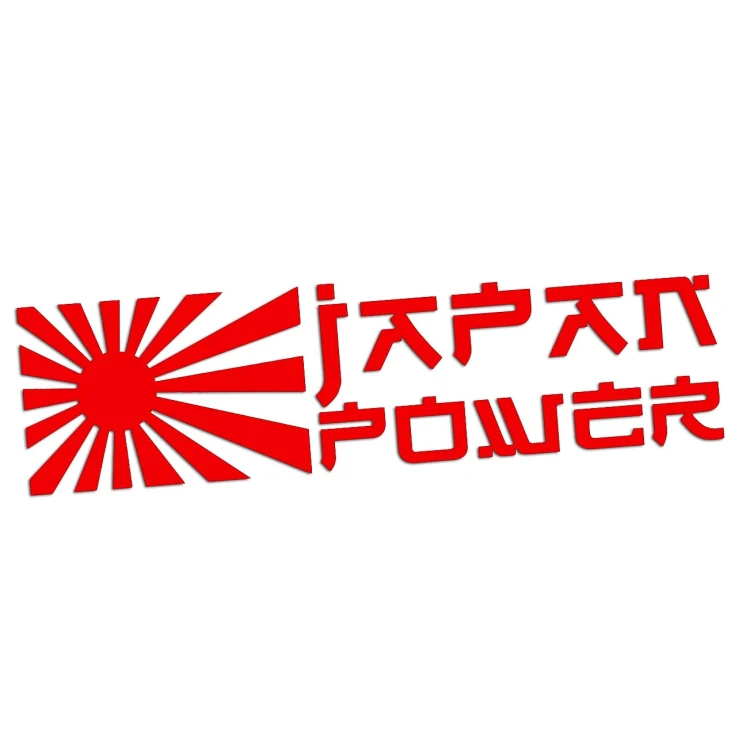 Naklejka JAPAN POWER + Słońce - JDM / Tuning - Na Auto / Szybę - czerwony neon