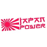 Naklejka JAPAN POWER + Słońce - JDM / Tuning - Na Auto / Szybę - różowy neon