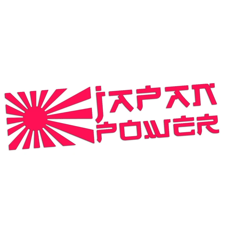Naklejka JAPAN POWER + Słońce - JDM / Tuning - Na Auto / Szybę - różowy neon