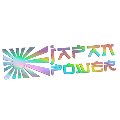 Naklejka JAPAN POWER + Słońce - JDM / Tuning - Na Auto / Szybę - holograficzna