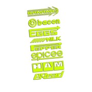 Naklejka LISTA PŁAC SPONSORZY Zakupy - Śmieszna na Drzwi / Błotnik - Auto Tuning - żółty neon