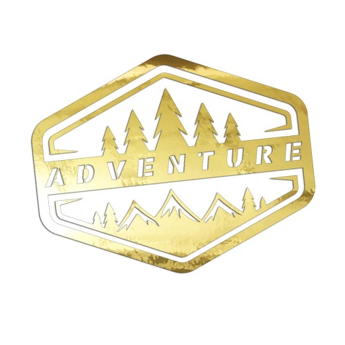 Naklejka ADVENTURE LAS GÓRY - Camper / Off-Road 4x4 - Na Auto - złoty chrom