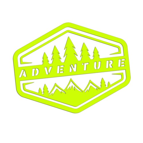 Naklejka ADVENTURE LAS GÓRY - Camper / Off-Road 4x4 - Na Auto - żółty neon