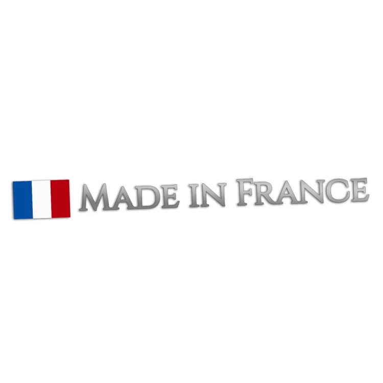 Naklejka MADE IN FRANCE + Flaga Francji - Peugeot / Renault / Citroen - Na Auto srebrna