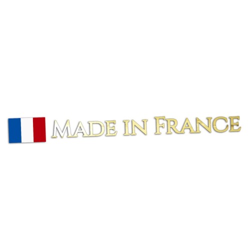 Naklejka MADE IN FRANCE + Flaga Francji - Peugeot / Renault / Citroen - Na Auto złoty chrom