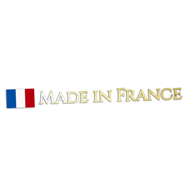 Naklejka MADE IN FRANCE + Flaga Francji - Peugeot / Renault / Citroen - Na Auto złoty chrom