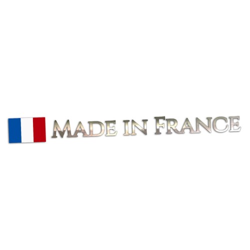 Naklejka MADE IN FRANCE + Flaga Francji - Peugeot / Renault / Citroen - Na Auto chrom