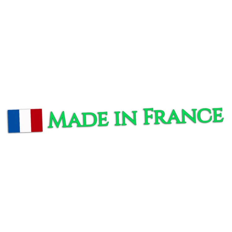 Naklejka MADE IN FRANCE + Flaga Francji - Peugeot / Renault / Citroen - Na Auto zielona neon