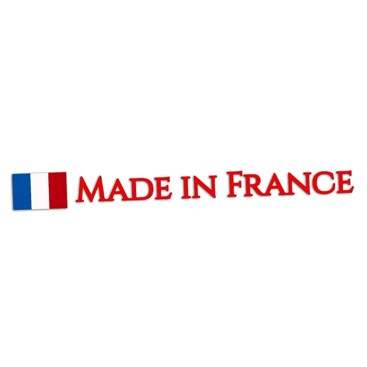 Naklejka MADE IN FRANCE + Flaga Francji - Peugeot / Renault / Citroen - Na Auto czerwona neon