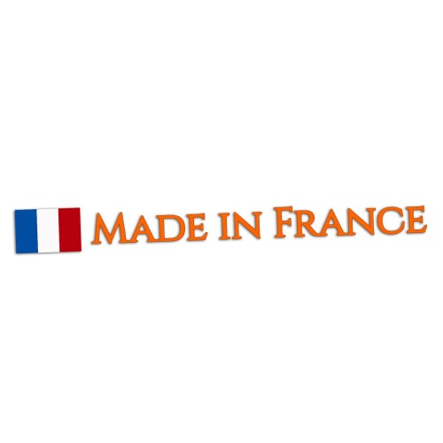 Naklejka MADE IN FRANCE + Flaga Francji - Peugeot / Renault / Citroen - Na Auto pomarańczowa neon