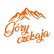 Naklejka GÓRY CZEKAJĄ - Pasmo Górskie / Kaligrafia - Camper / Auto - pomarańczowa neon