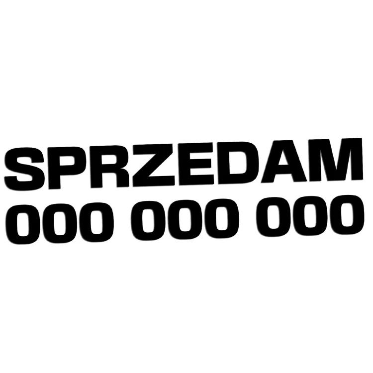 Naklejka SPRZEDAM + Numer Telefonu - Informacyjna / Na Szybę - Auto - Czarna