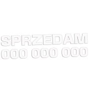 Naklejka SPRZEDAM + Numer Telefonu - Informacyjna / Na Szybę - Auto - biała