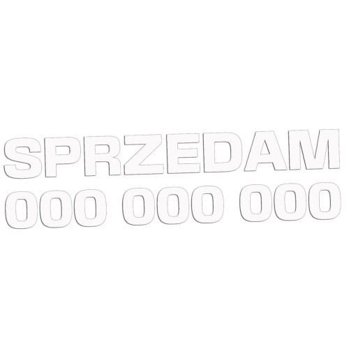 Naklejka SPRZEDAM + Numer Telefonu - Informacyjna / Na Szybę - Auto - biała
