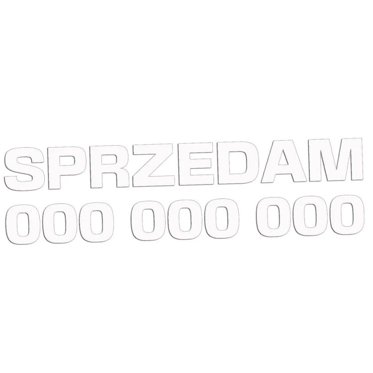 Naklejka SPRZEDAM + Numer Telefonu - Informacyjna / Na Szybę - Auto - biała