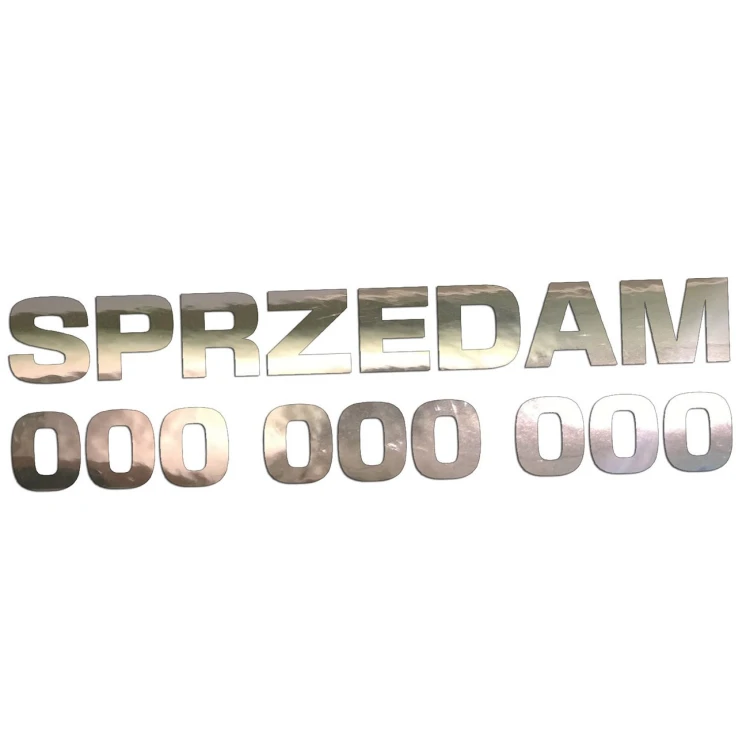 Naklejka SPRZEDAM + Numer Telefonu - Informacyjna / Na Szybę - Auto - chrom