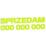 Naklejka SPRZEDAM + Numer Telefonu - Informacyjna / Na Szybę - Auto - żółty neon