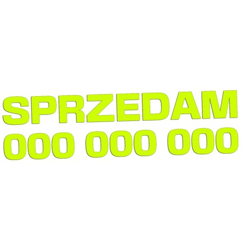 Naklejka SPRZEDAM + Numer Telefonu - Informacyjna / Na Szybę - Auto - żółty neon