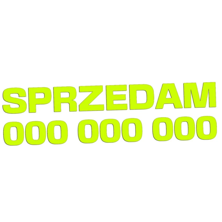 Naklejka SPRZEDAM + Numer Telefonu - Informacyjna / Na Szybę - Auto - żółty neon
