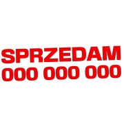 Naklejka SPRZEDAM + Numer Telefonu - Informacyjna / Na Szybę - Auto - czerwony neon