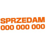 Naklejka SPRZEDAM + Numer Telefonu - Informacyjna / Na Szybę - Auto - pomarańczowy neon