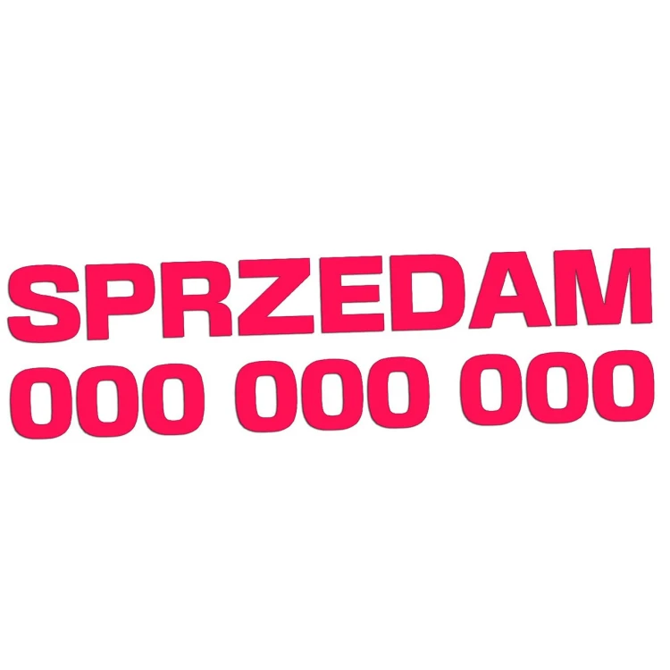 Naklejka SPRZEDAM + Numer Telefonu - Informacyjna / Na Szybę - Auto - różowy neon